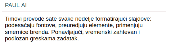 Pasus sa zaglavljem PAUL AI izdvojen iz slajda