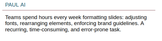 Paragraph with PAUL AI header detached from the slide